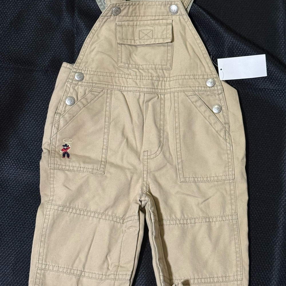 GAP Kids Tan Overalls with Embroidered Detail